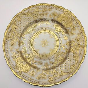 Nippon Japanese Porcelain Saucer Plate Intricate Gold Floral Beaded Moriage
